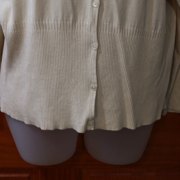 Mark Shale Cream Silk-Linen Cardigan Set ML Feminine Delicate 2-Piece - Picture 9 of 13